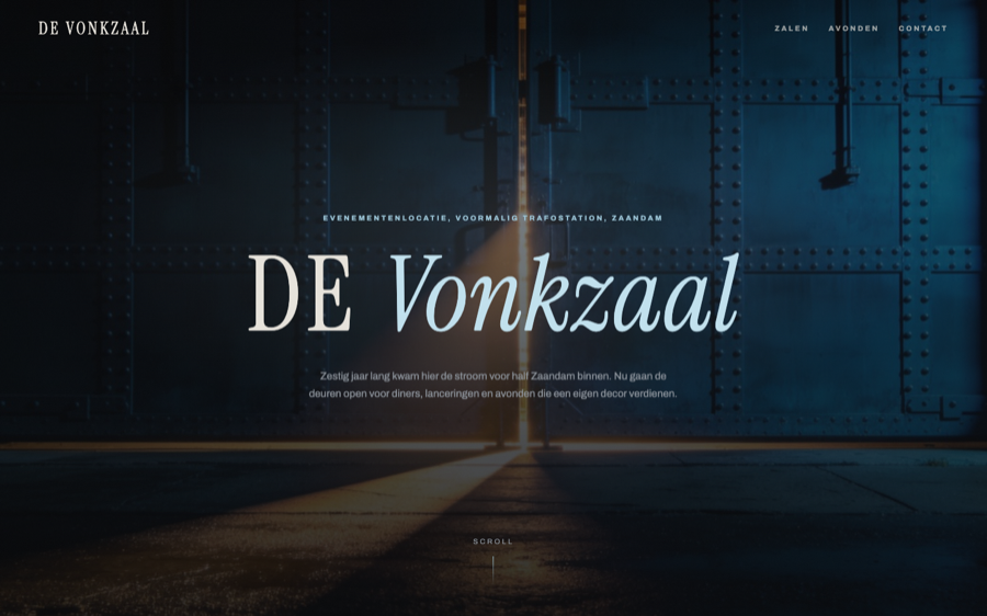 Schermafbeelding van de voorbeeldsite De Vonkzaal