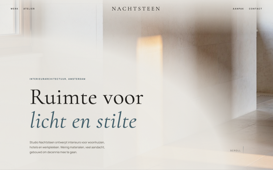 Schermafbeelding van de voorbeeldsite Studio Nachtsteen